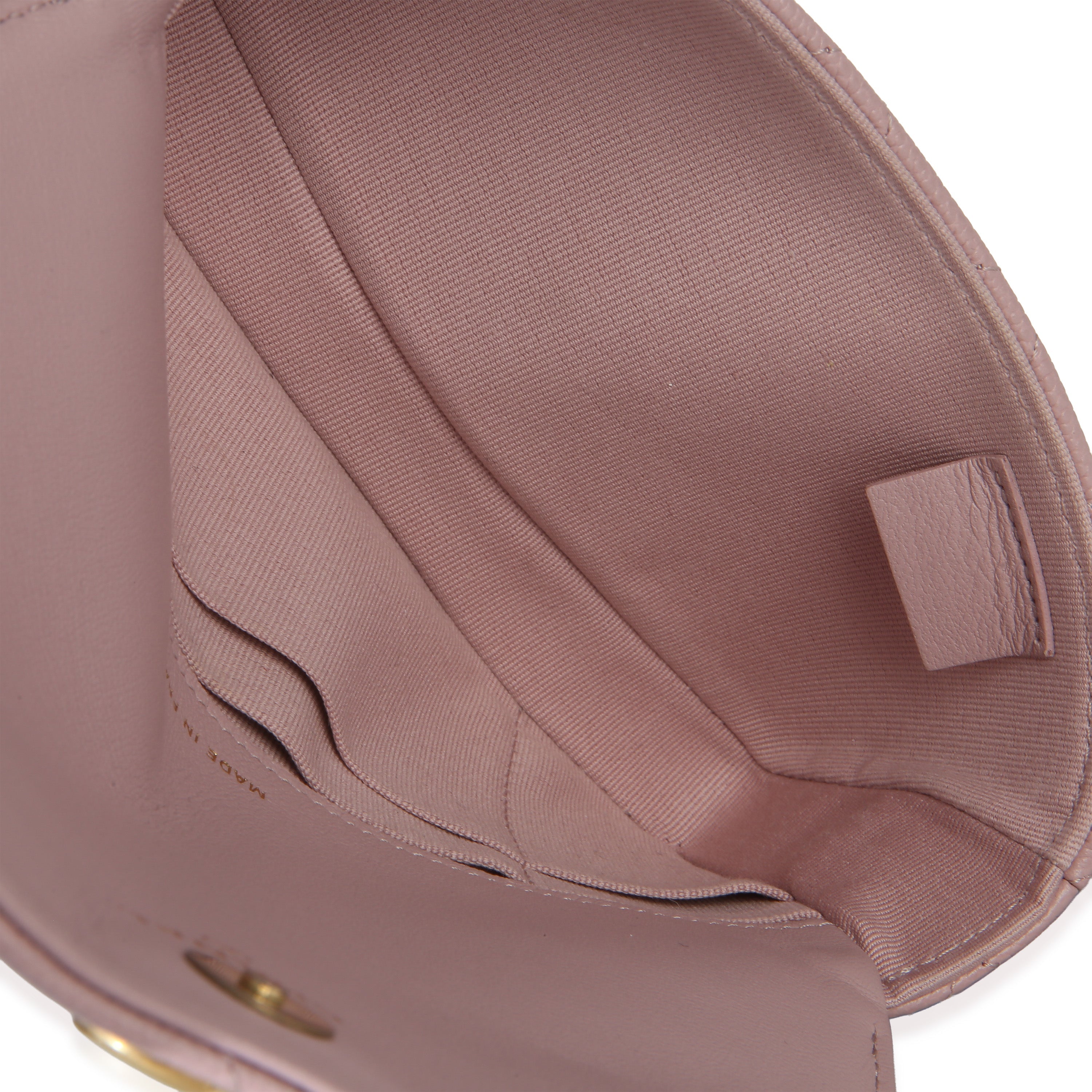Light Pink Quilted Caviar Sweetheart Phone Holder With Chain Handbag