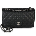 Black Quilted Caviar Jumbo Double Flap Bag