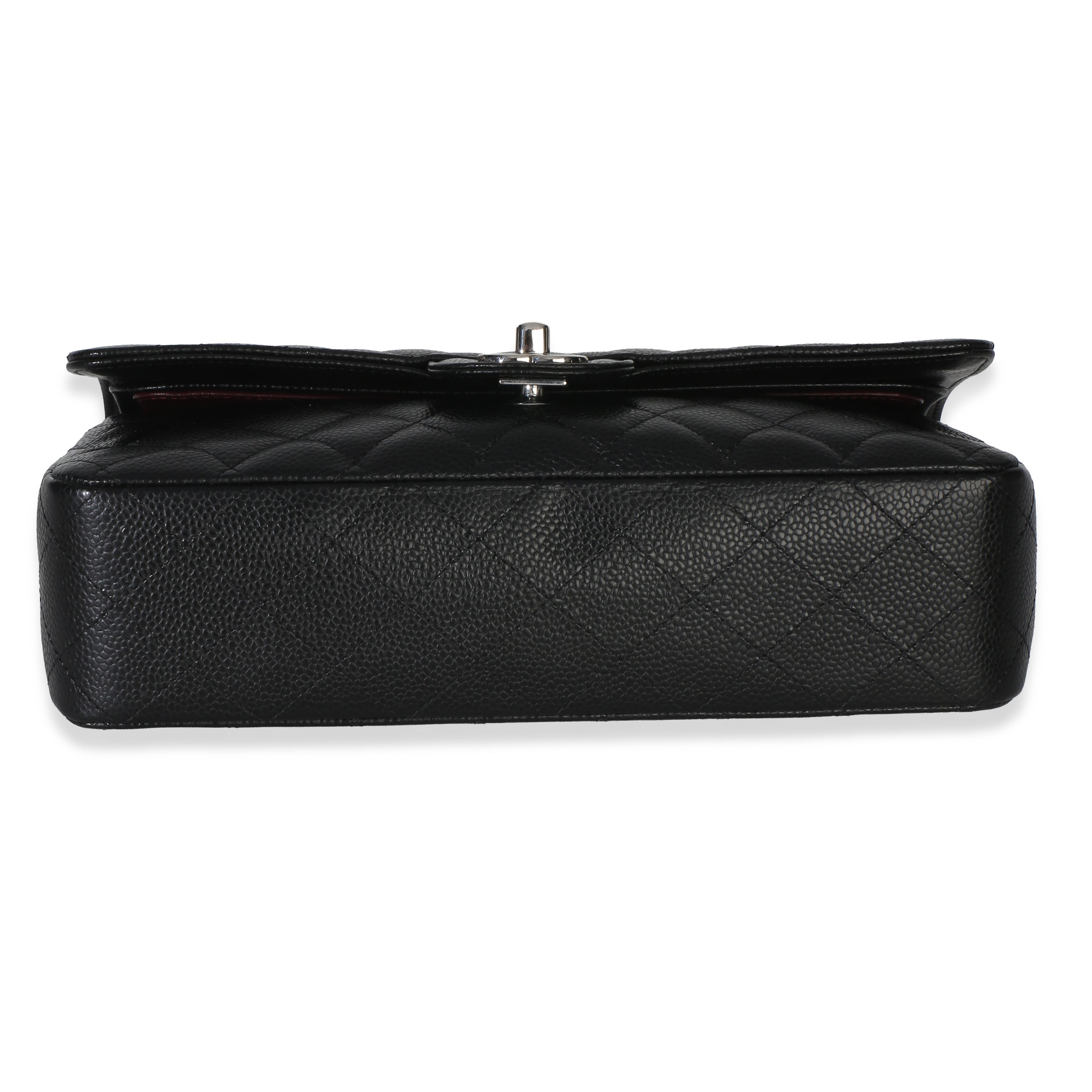 Black Quilted Caviar Medium Classic Double Flap Handbag