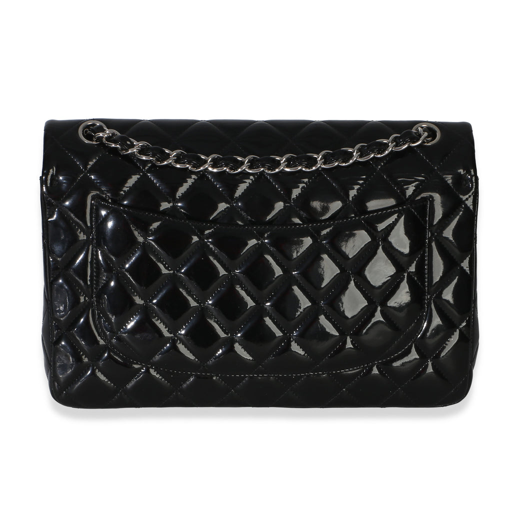 Black Quilted Patent Jumbo Classic Double Flap Bag