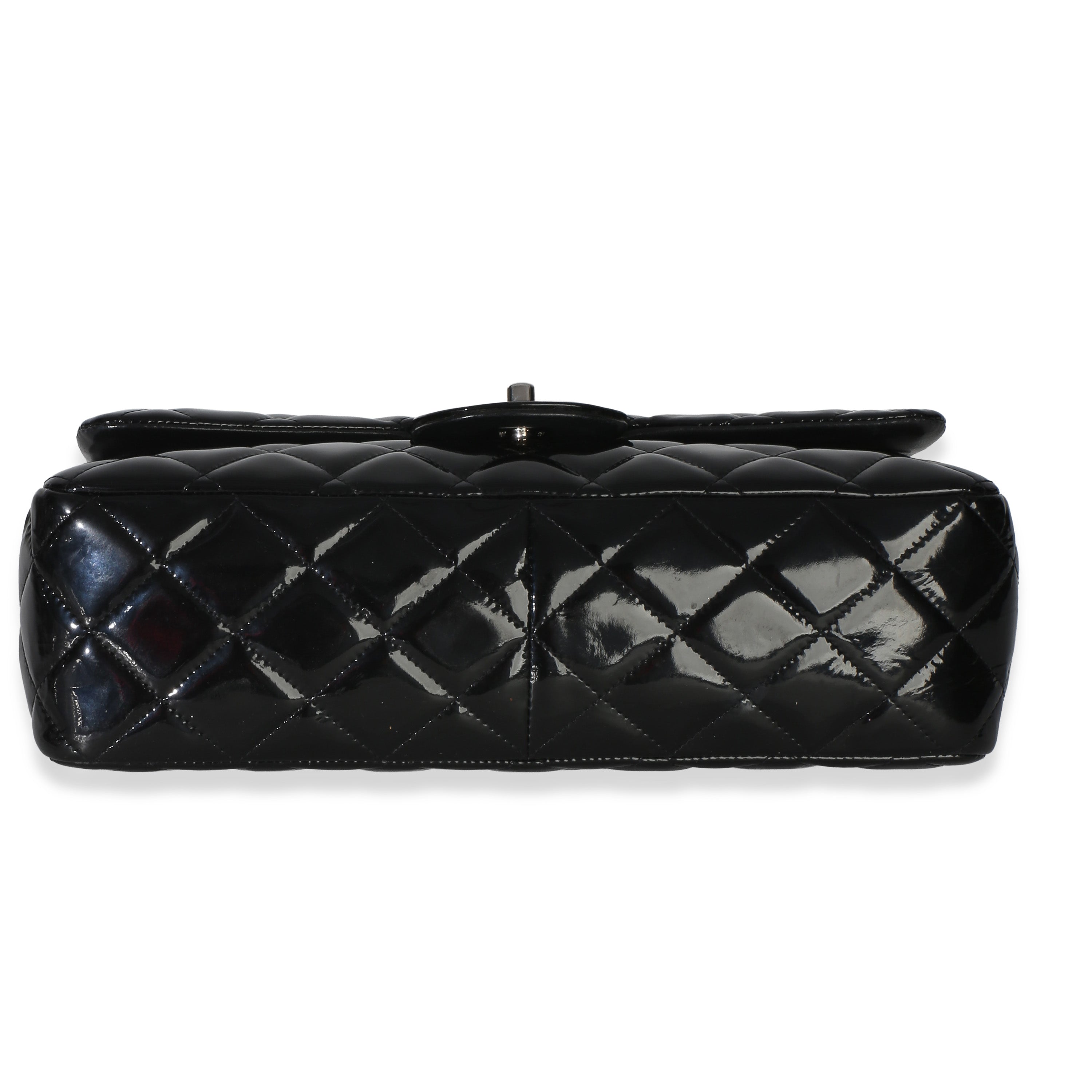 Black Quilted Patent Jumbo Classic Double Flap Bag