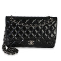 Black Quilted Patent Jumbo Classic Double Flap Bag