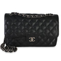 Black Quilted Caviar Jumbo Double Flap Handbag