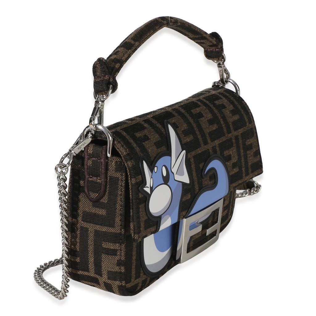 X FRGMT X POKEMON Brown FF Jacquard Fabric Dratini Mini Baguette Bag