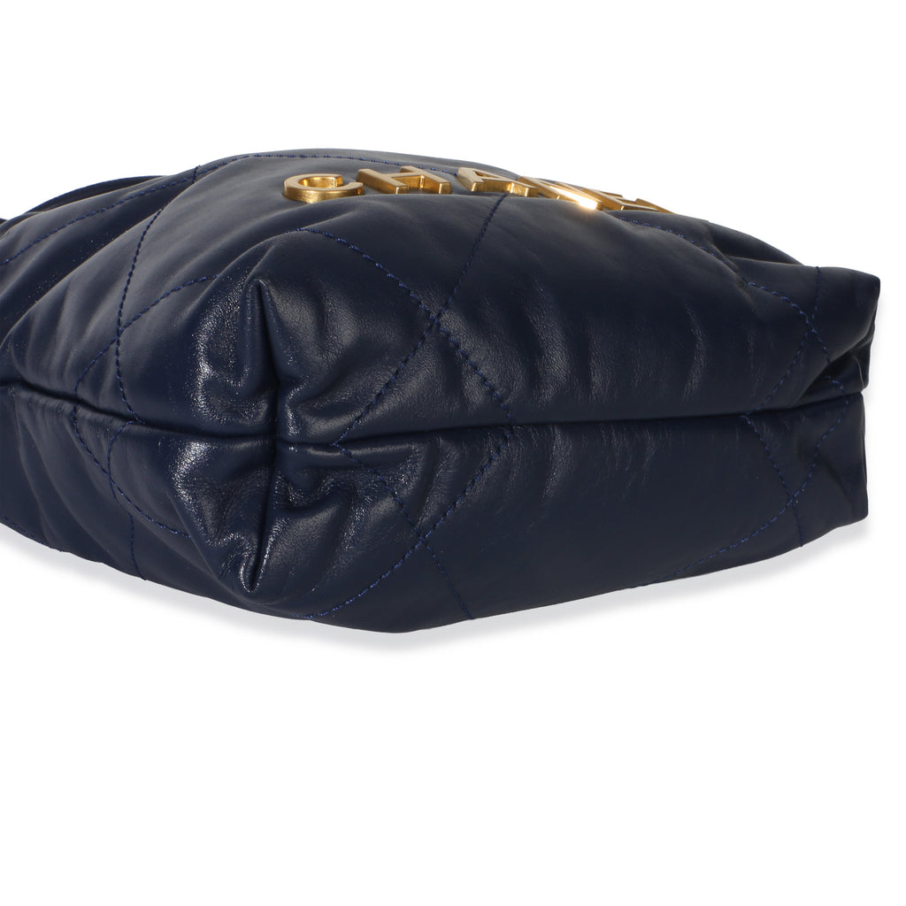 Navy Quilted Calfskin Chanel 22 Mini Hobo