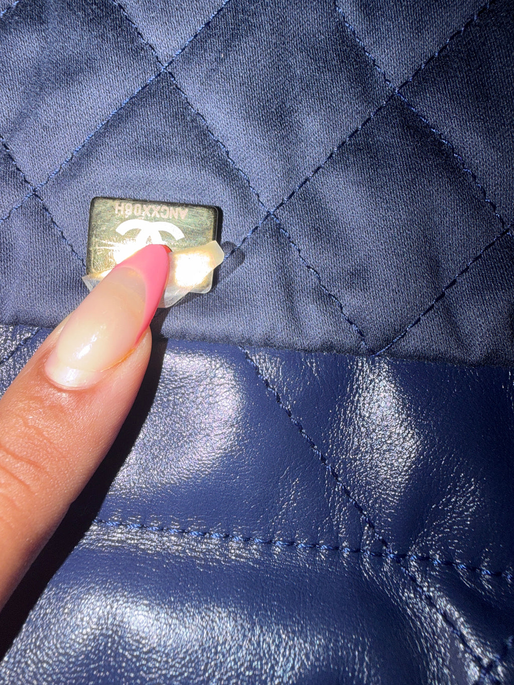 Navy Quilted Calfskin Chanel 22 Mini Hobo