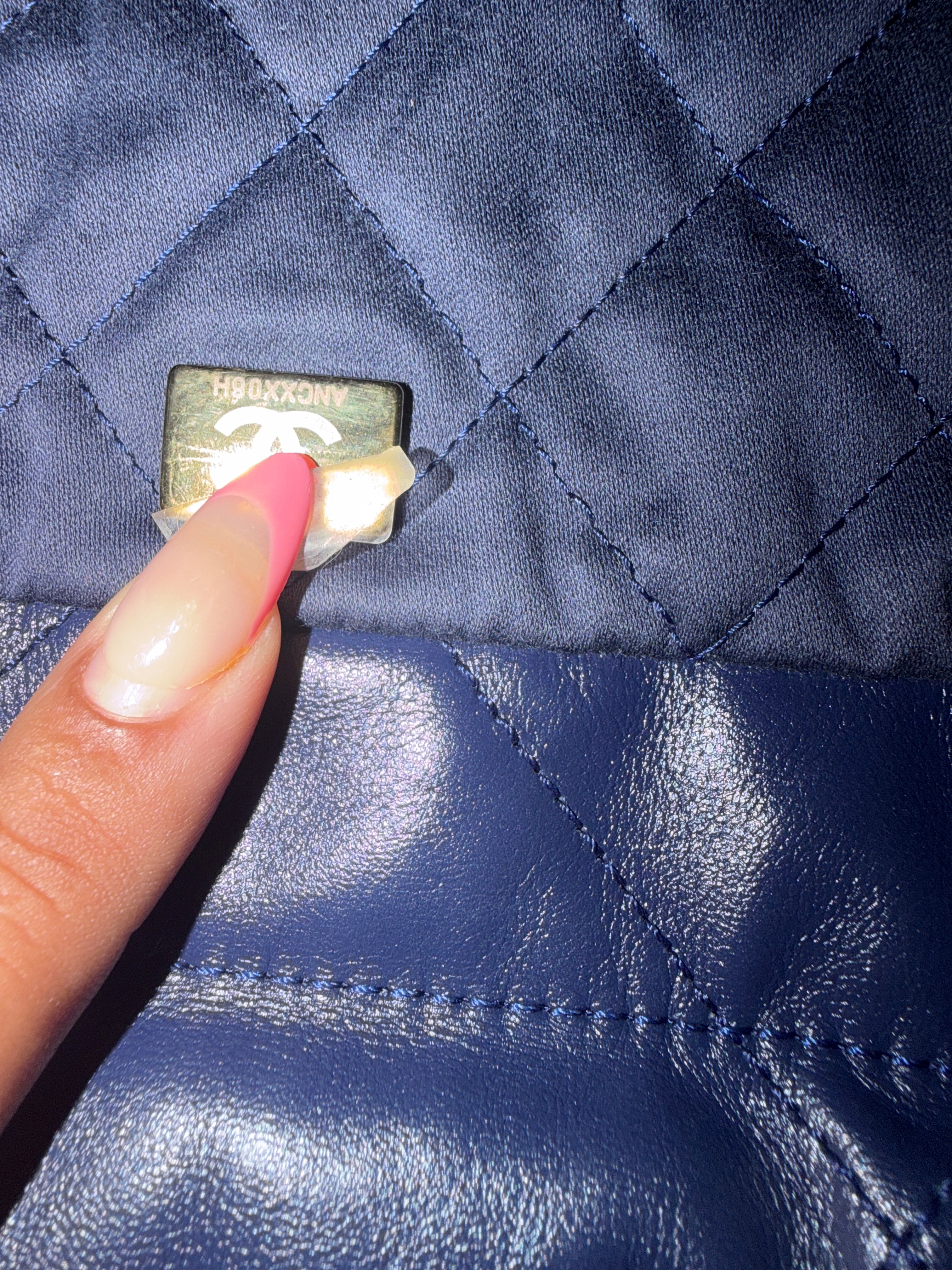 Navy Quilted Calfskin Chanel 22 Mini Hobo