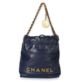Navy Quilted Calfskin Chanel 22 Mini Hobo