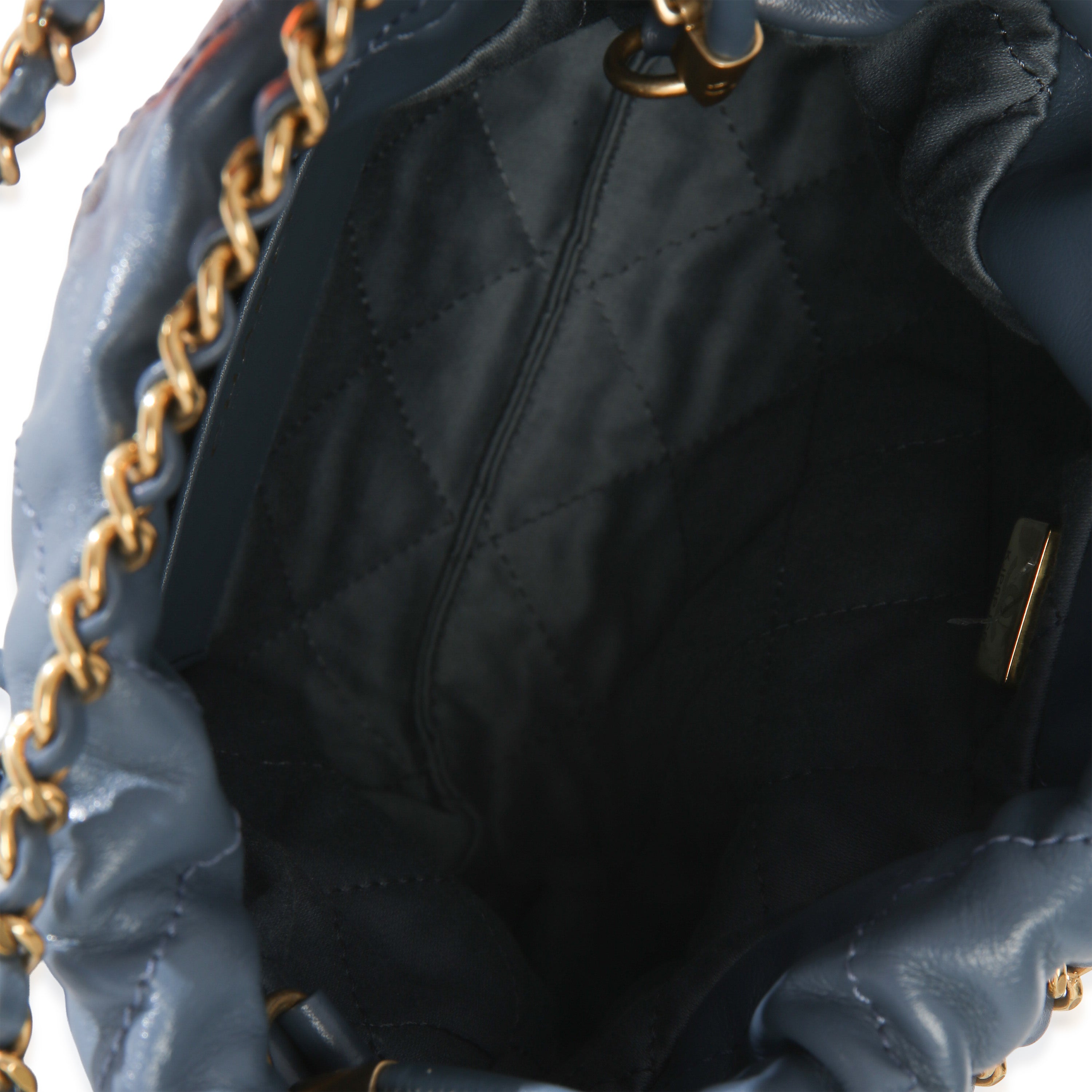 Blue Quilted Calfskin Chanel 22 Mini Hobo