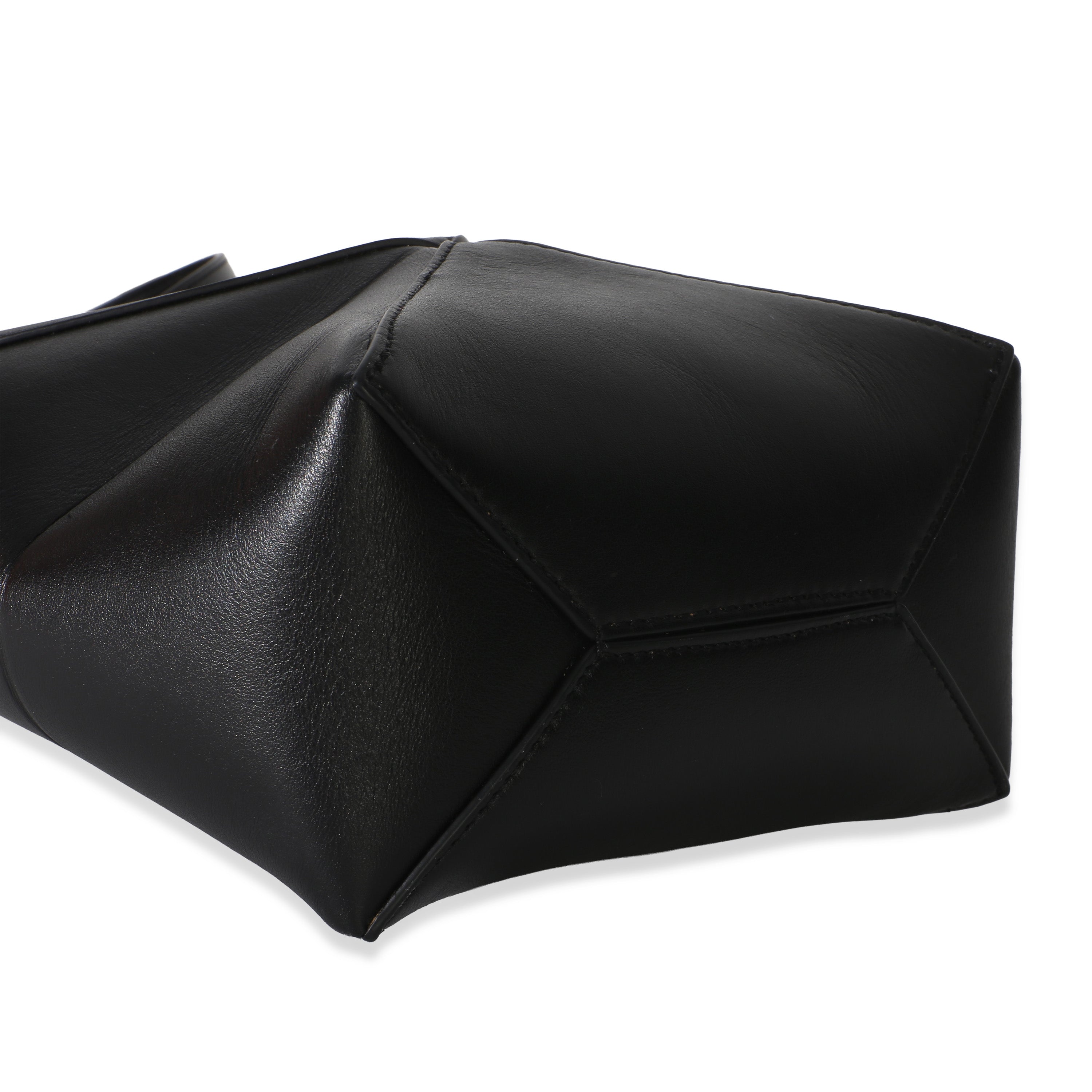 Black Shiny Calfskin Mini Puzzle Fold Tote