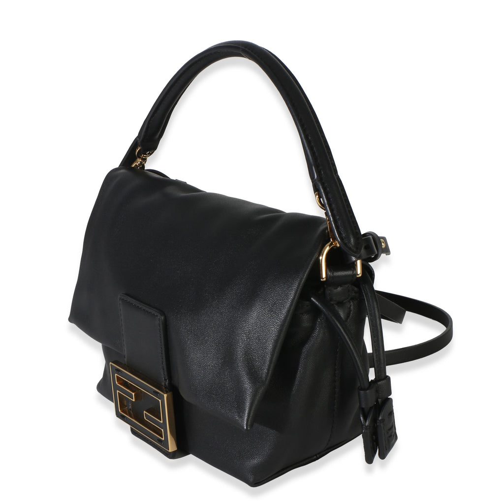 Black Nappa Small Mamma Baguette