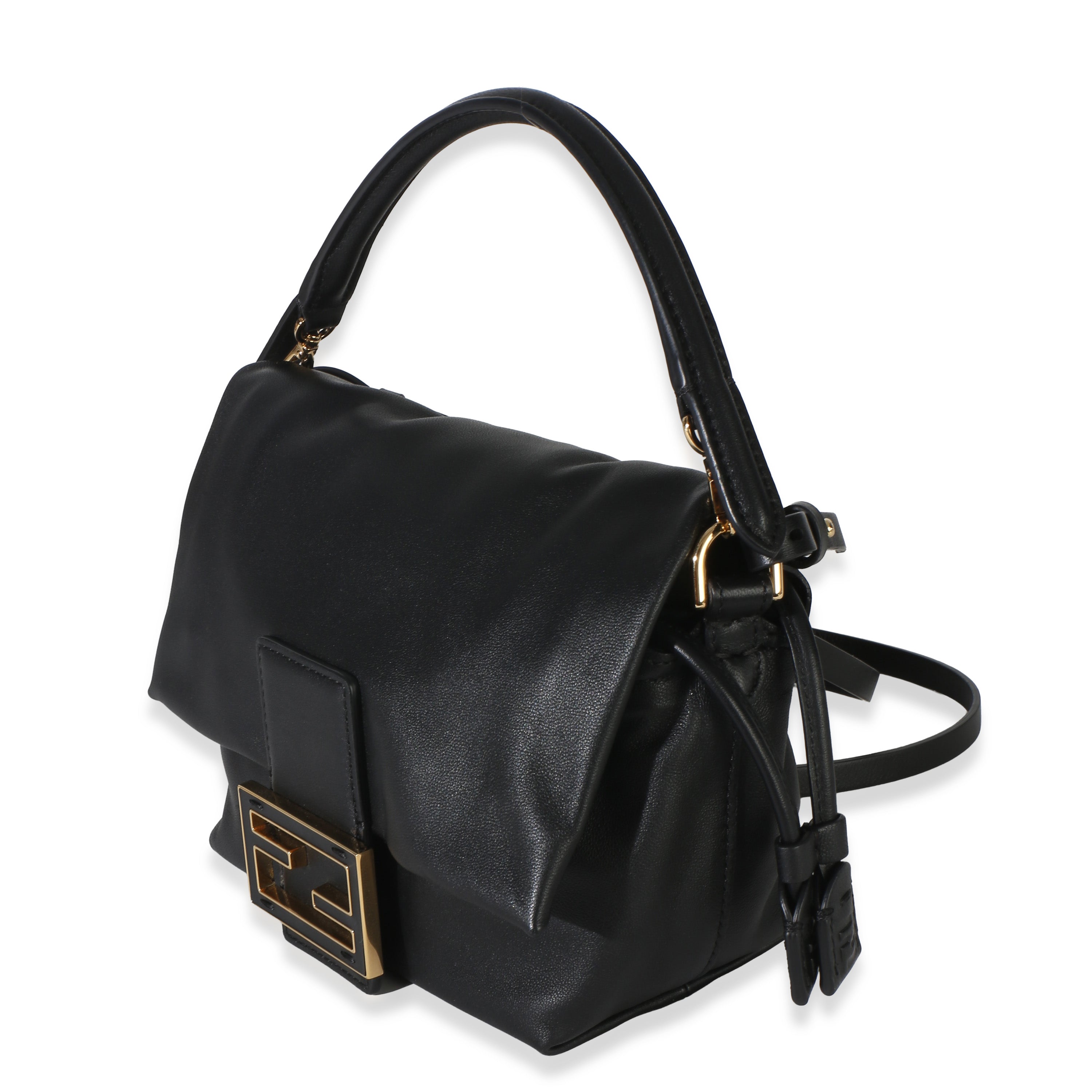 Black Nappa Small Mamma Baguette