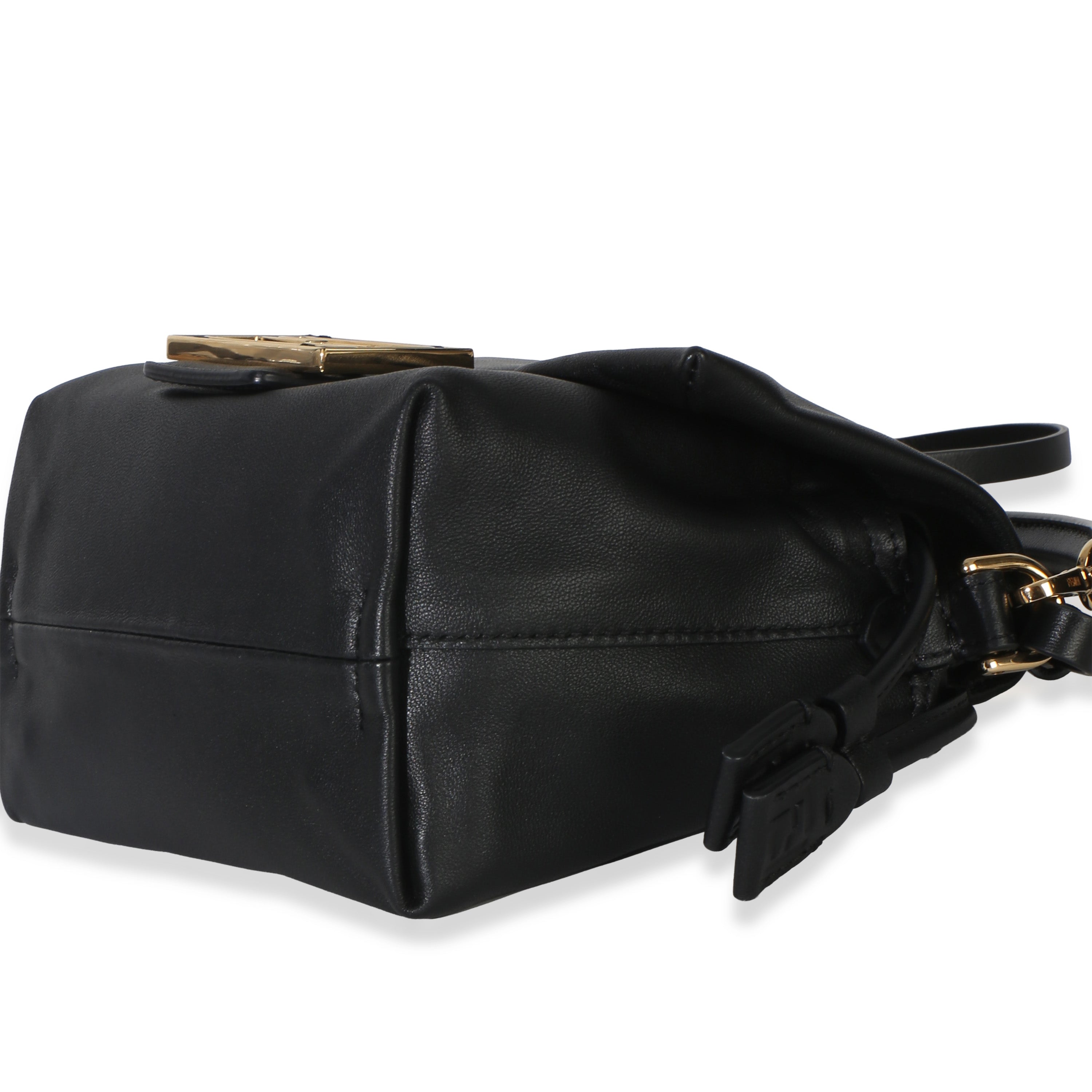 Black Nappa Small Mamma Baguette
