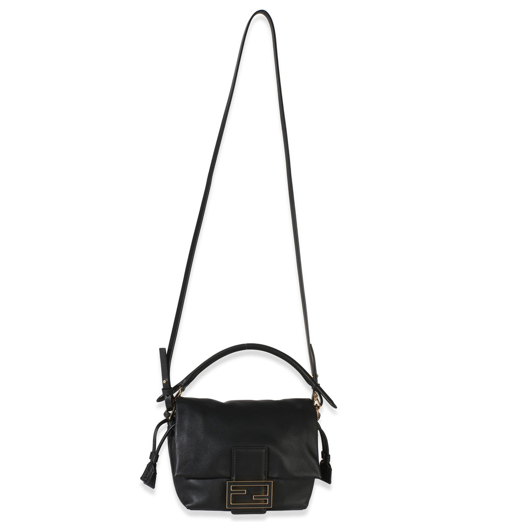 Black Nappa Small Mamma Baguette