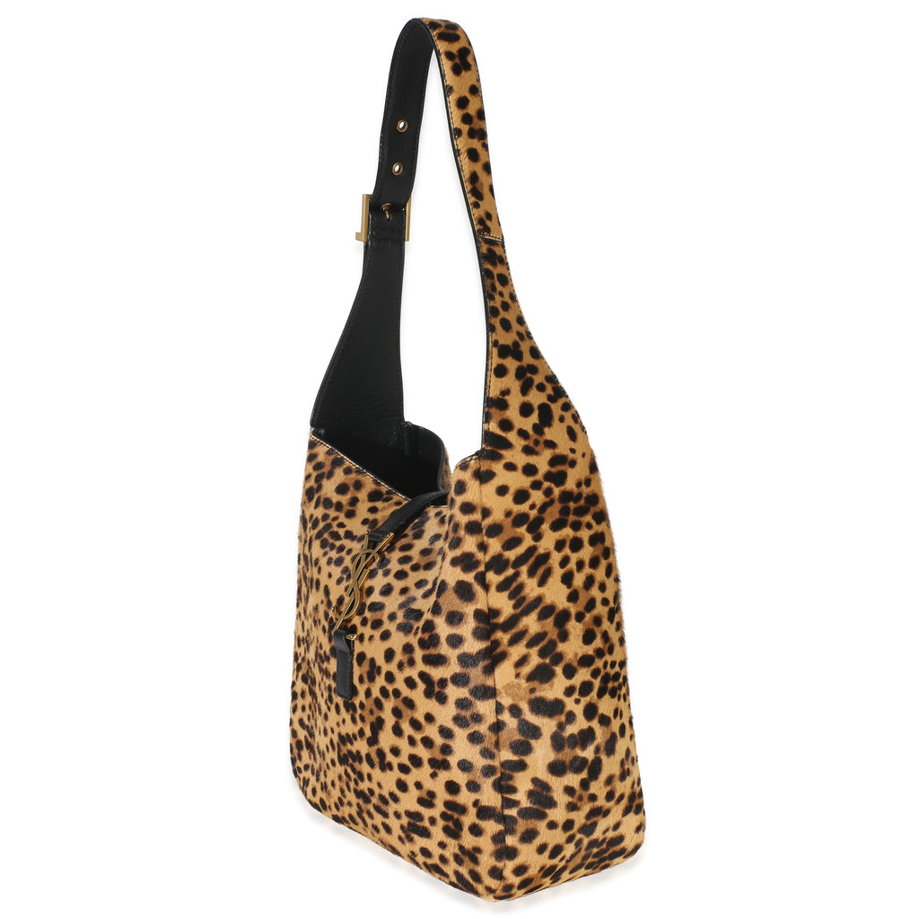 Brown Pony Hair Nappa Leopard Print Small Le 5 A 7 Soft Hobo