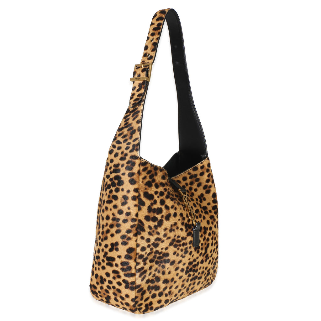 Brown Pony Hair Nappa Leopard Print Small Le 5 A 7 Soft Hobo