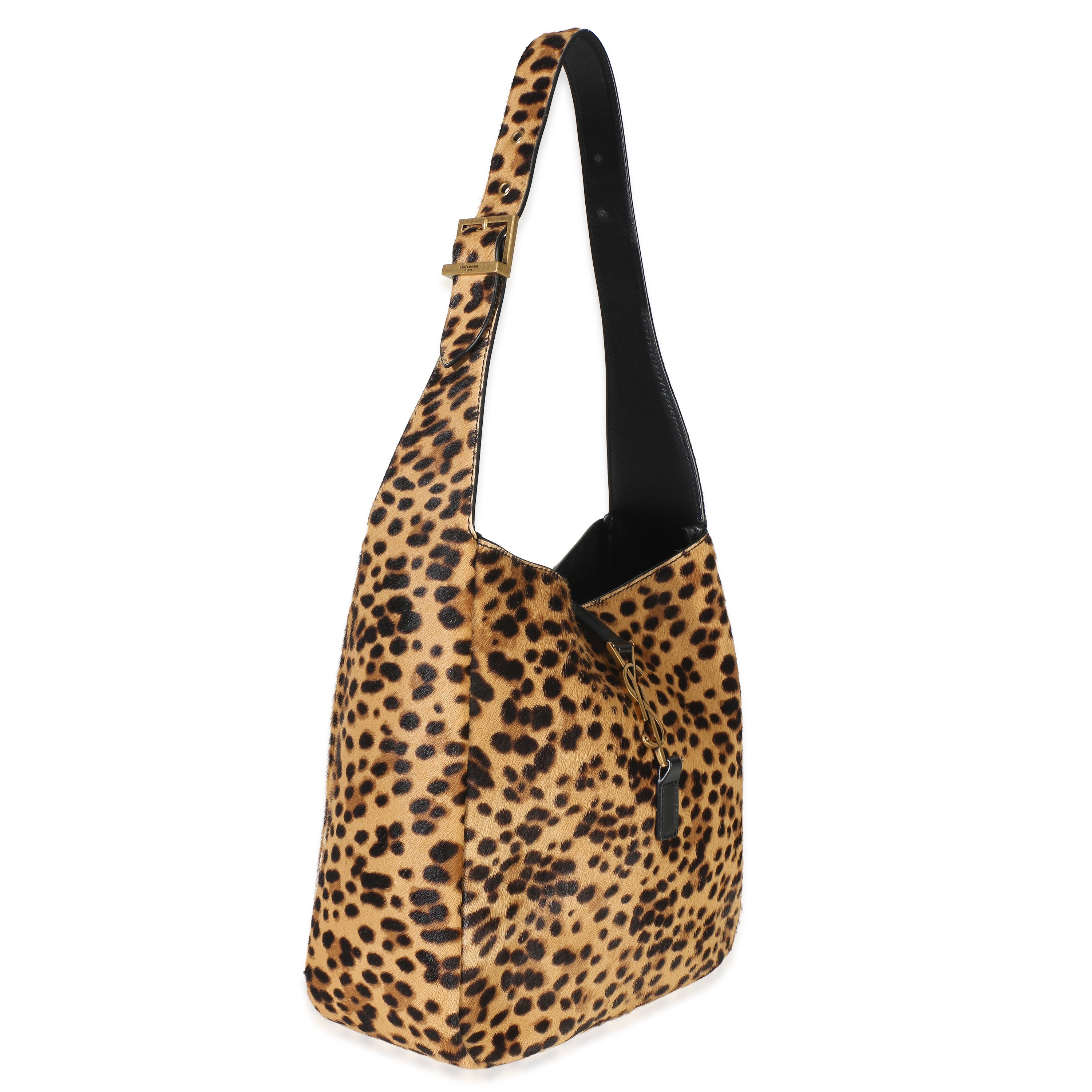 Brown Pony Hair Nappa Leopard Print Small Le 5 A 7 Soft Hobo