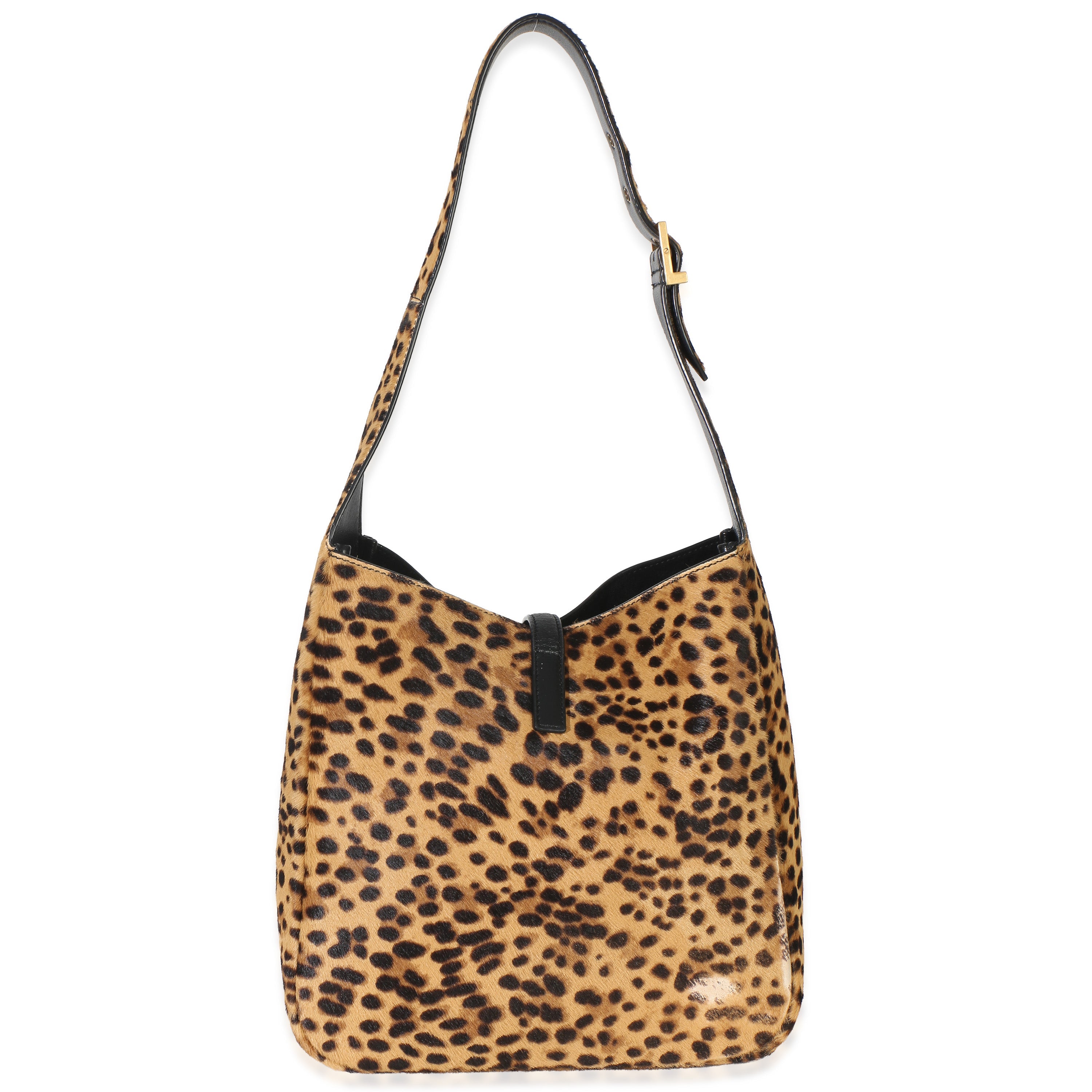 Brown Pony Hair Nappa Leopard Print Small Le 5 A 7 Soft Hobo