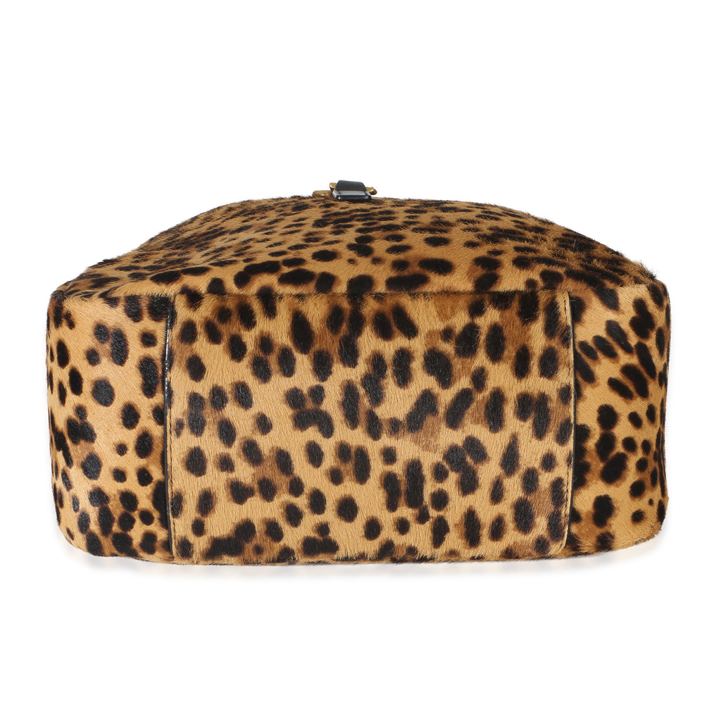 Brown Pony Hair Nappa Leopard Print Small Le 5 A 7 Soft Hobo