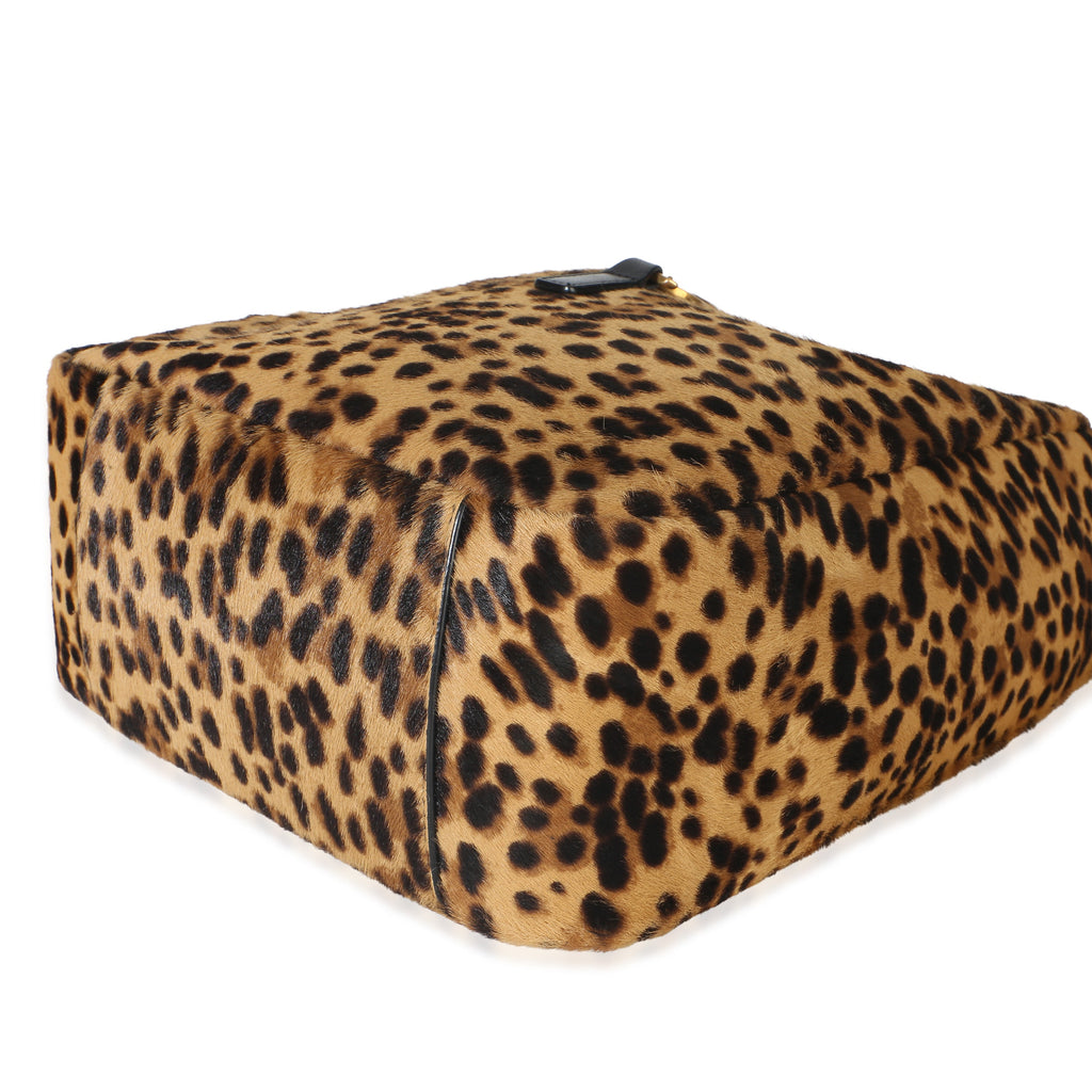 Brown Pony Hair Nappa Leopard Print Small Le 5 A 7 Soft Hobo