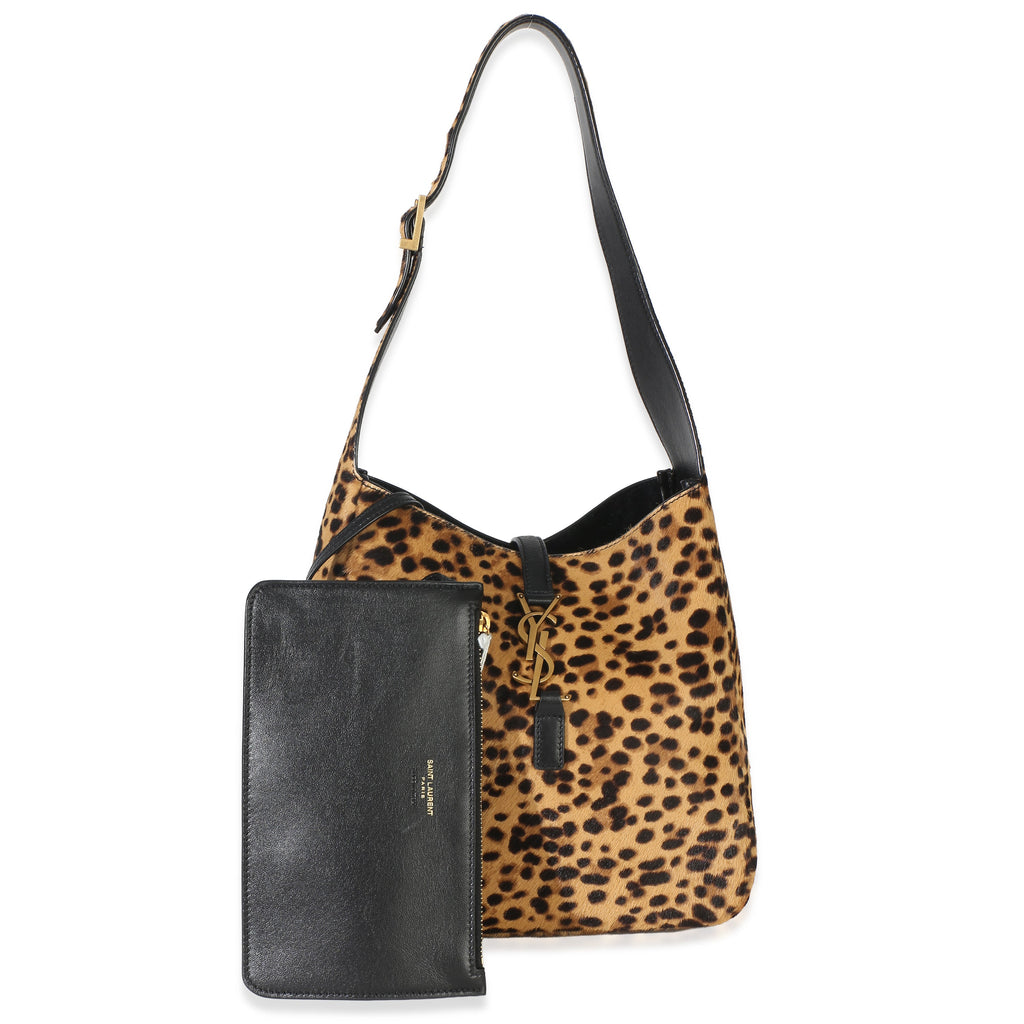 Brown Pony Hair Nappa Leopard Print Small Le 5 A 7 Soft Hobo