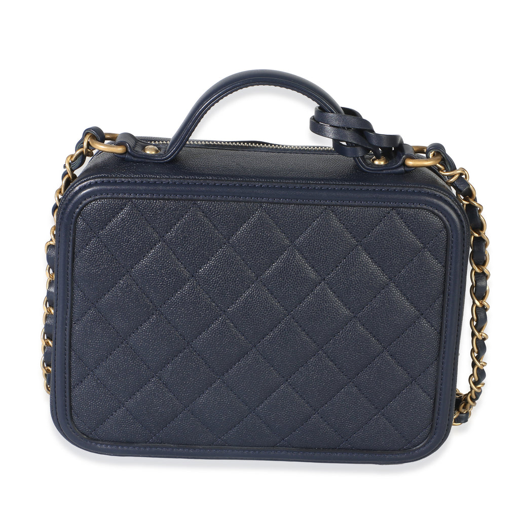 Navy Quilted Caviar Medium Filigree Case