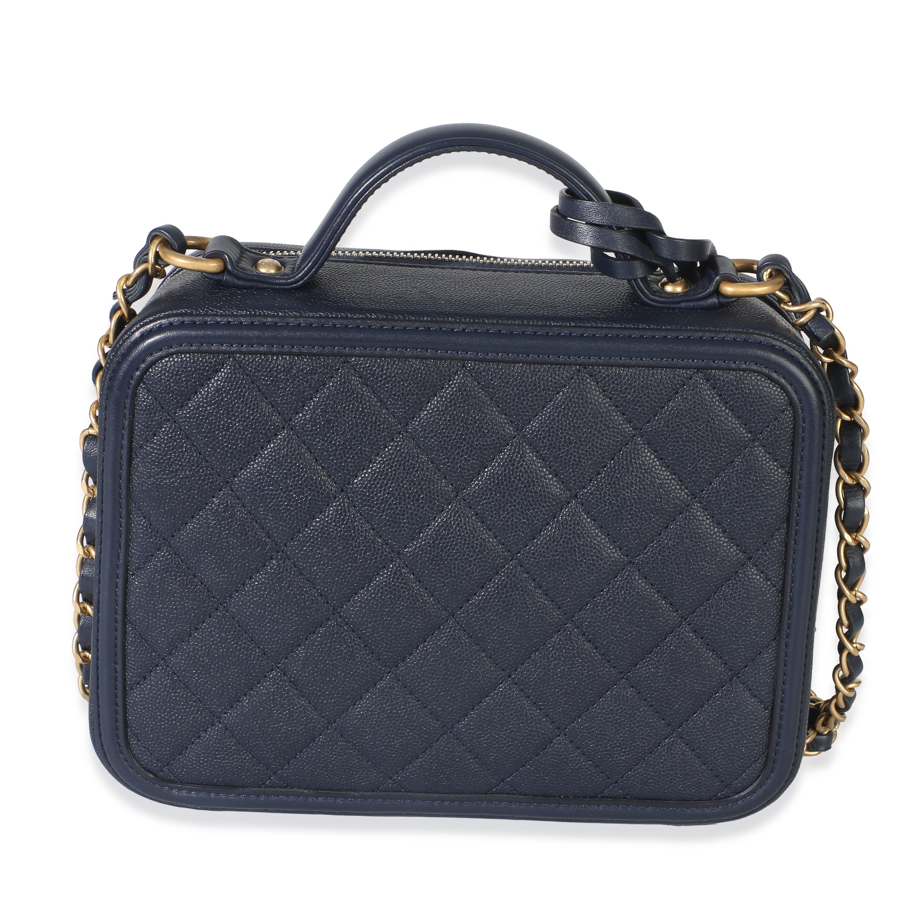 Navy Quilted Caviar Medium Filigree Case