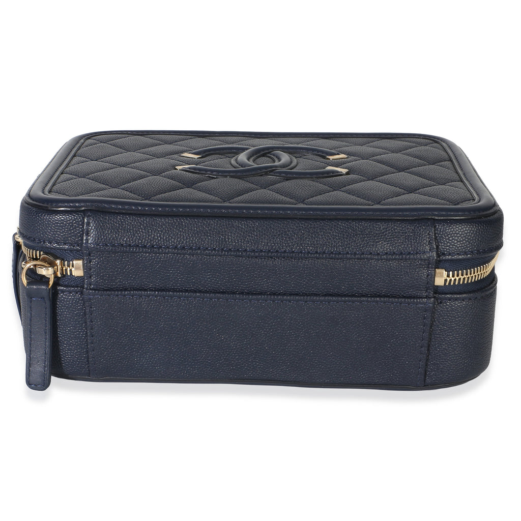 Navy Quilted Caviar Medium Filigree Case