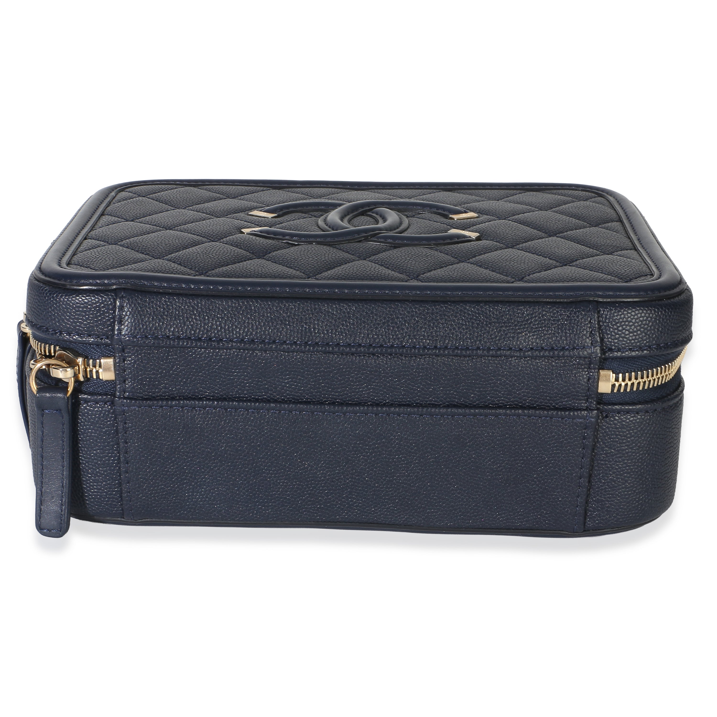 Navy Quilted Caviar Medium Filigree Case