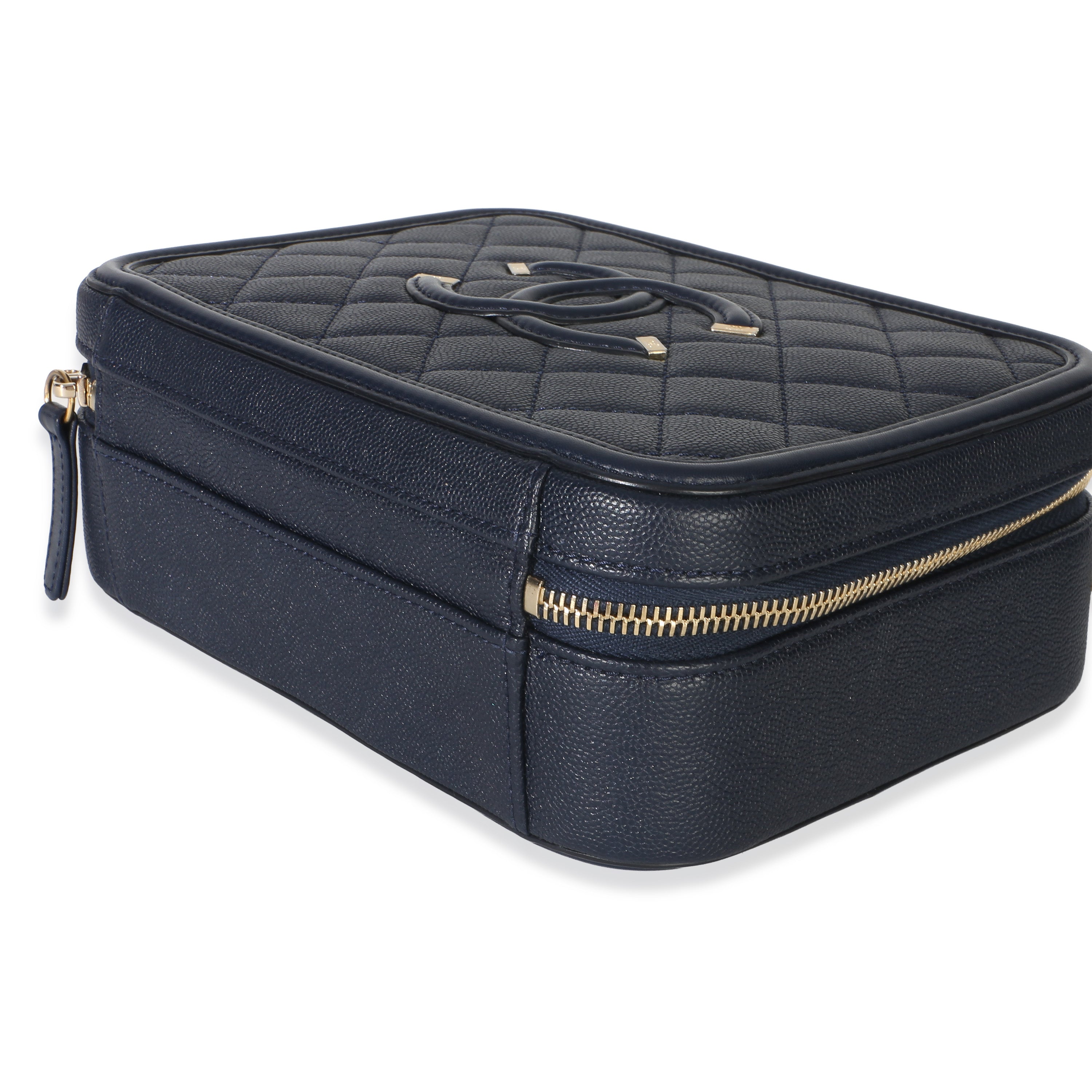 Navy Quilted Caviar Medium Filigree Case