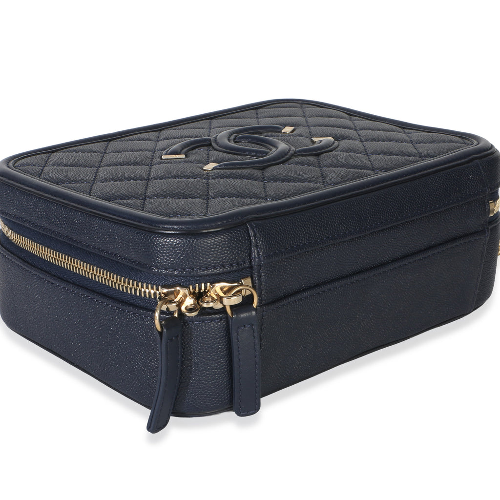 Navy Quilted Caviar Medium Filigree Case