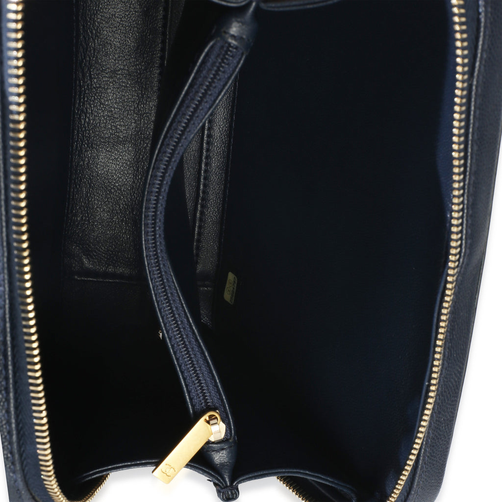 Navy Quilted Caviar Medium Filigree Case