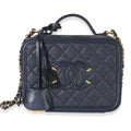 Navy Quilted Caviar Medium Filigree Case