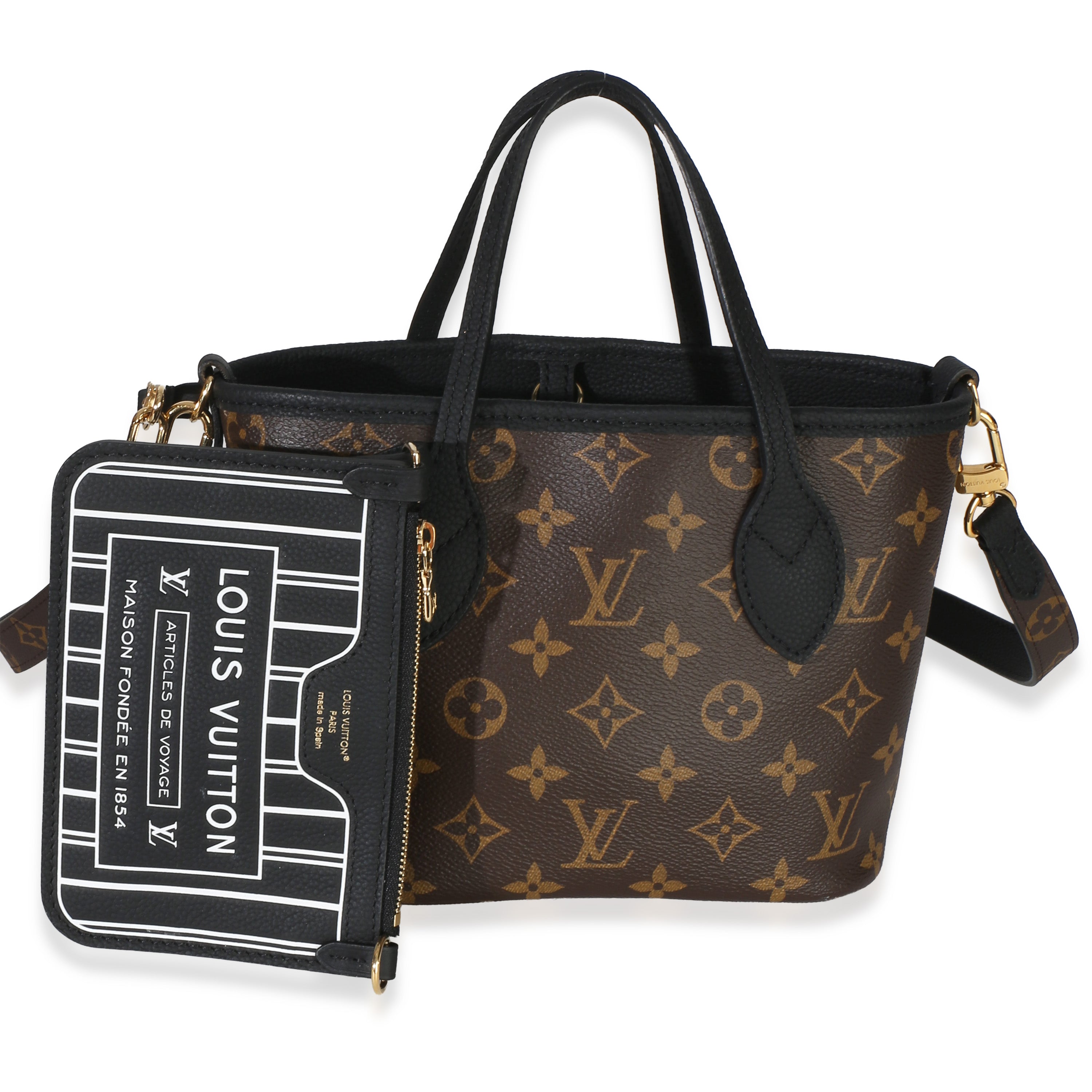 Black Monogram Canvas Neverfull Bandouliere Inside Out BB