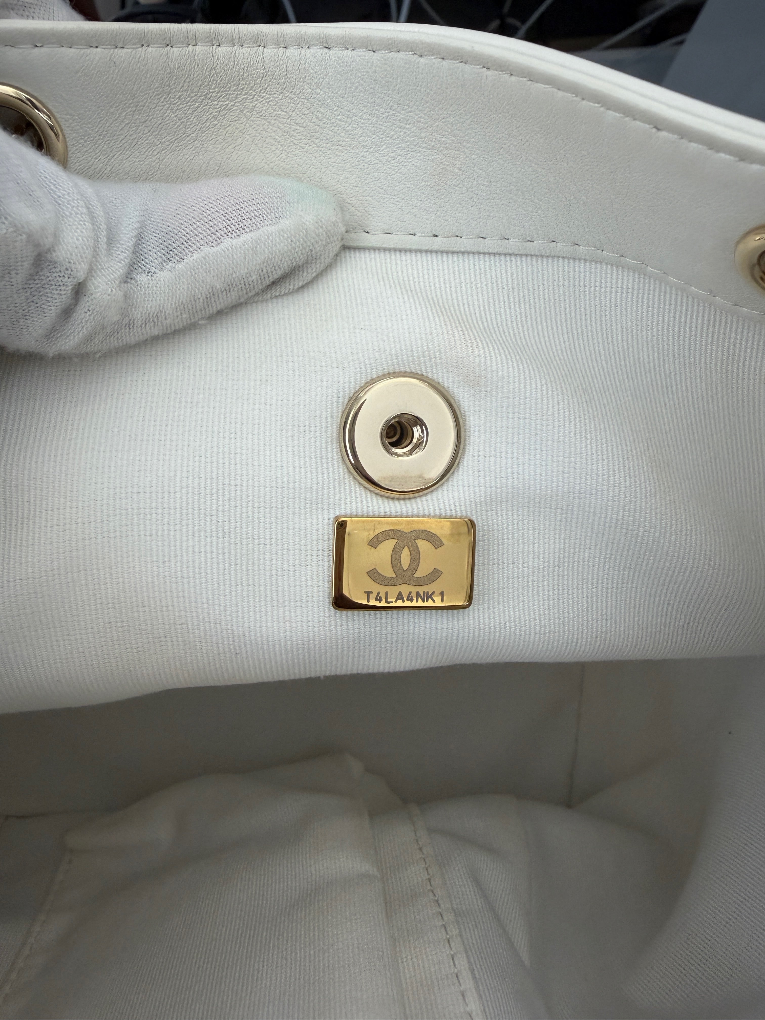 White Quilted Lambskin Small Duma Drawstring Backpack