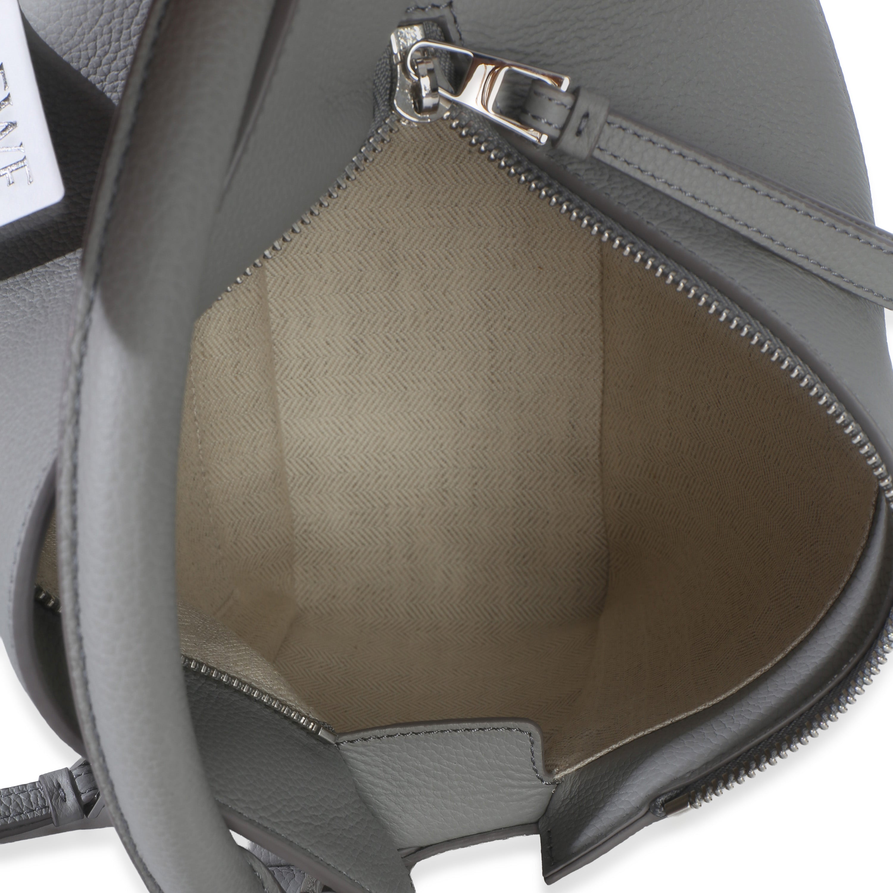 Light Grey Grained Calfskin Small Puzzle Edge Bag