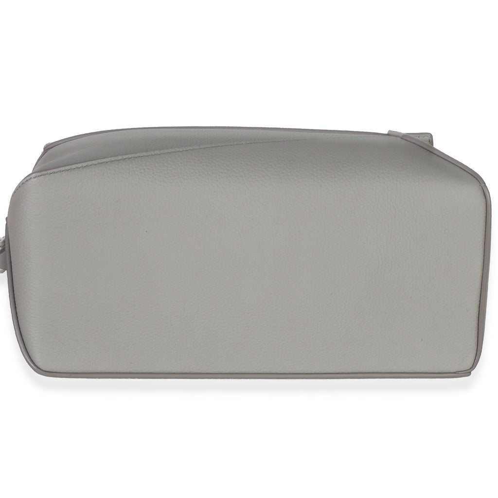 Light Grey Grained Calfskin Small Puzzle Edge Bag