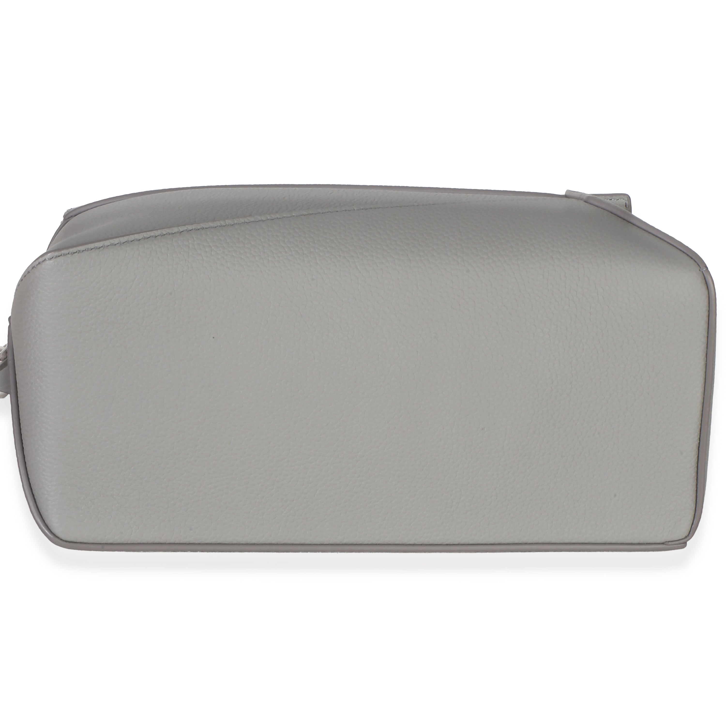 Light Grey Grained Calfskin Small Puzzle Edge Bag