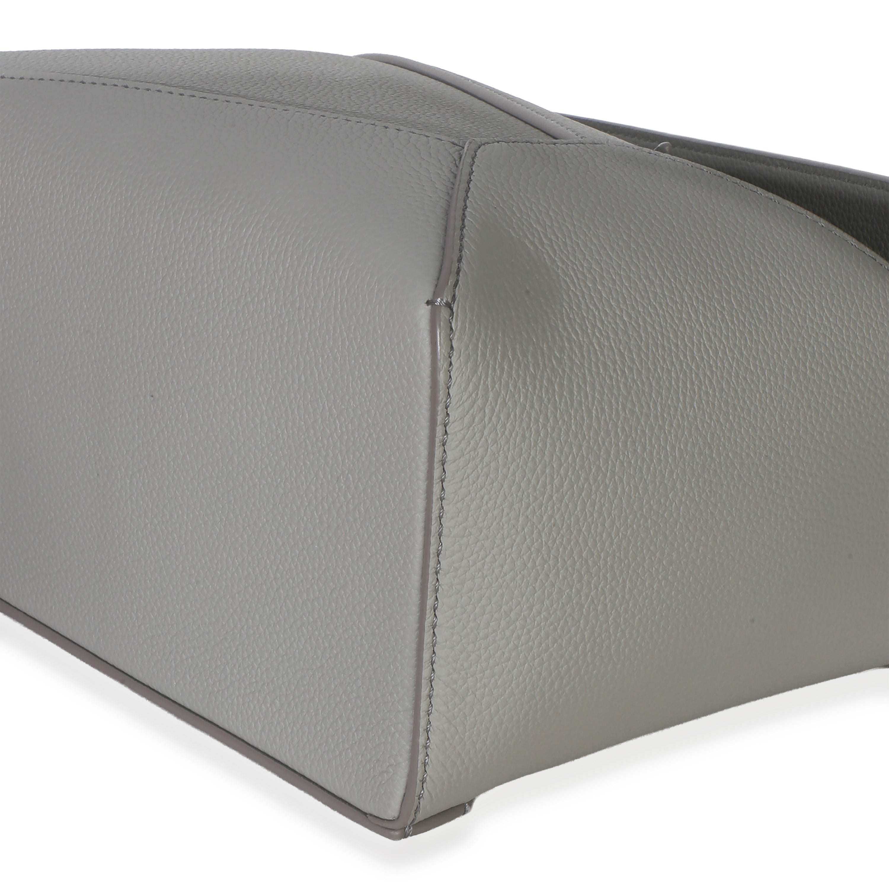 Light Grey Grained Calfskin Small Puzzle Edge Bag