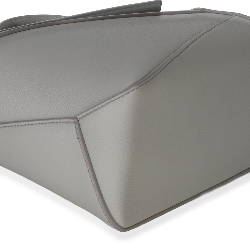 Light Grey Grained Calfskin Small Puzzle Edge Bag