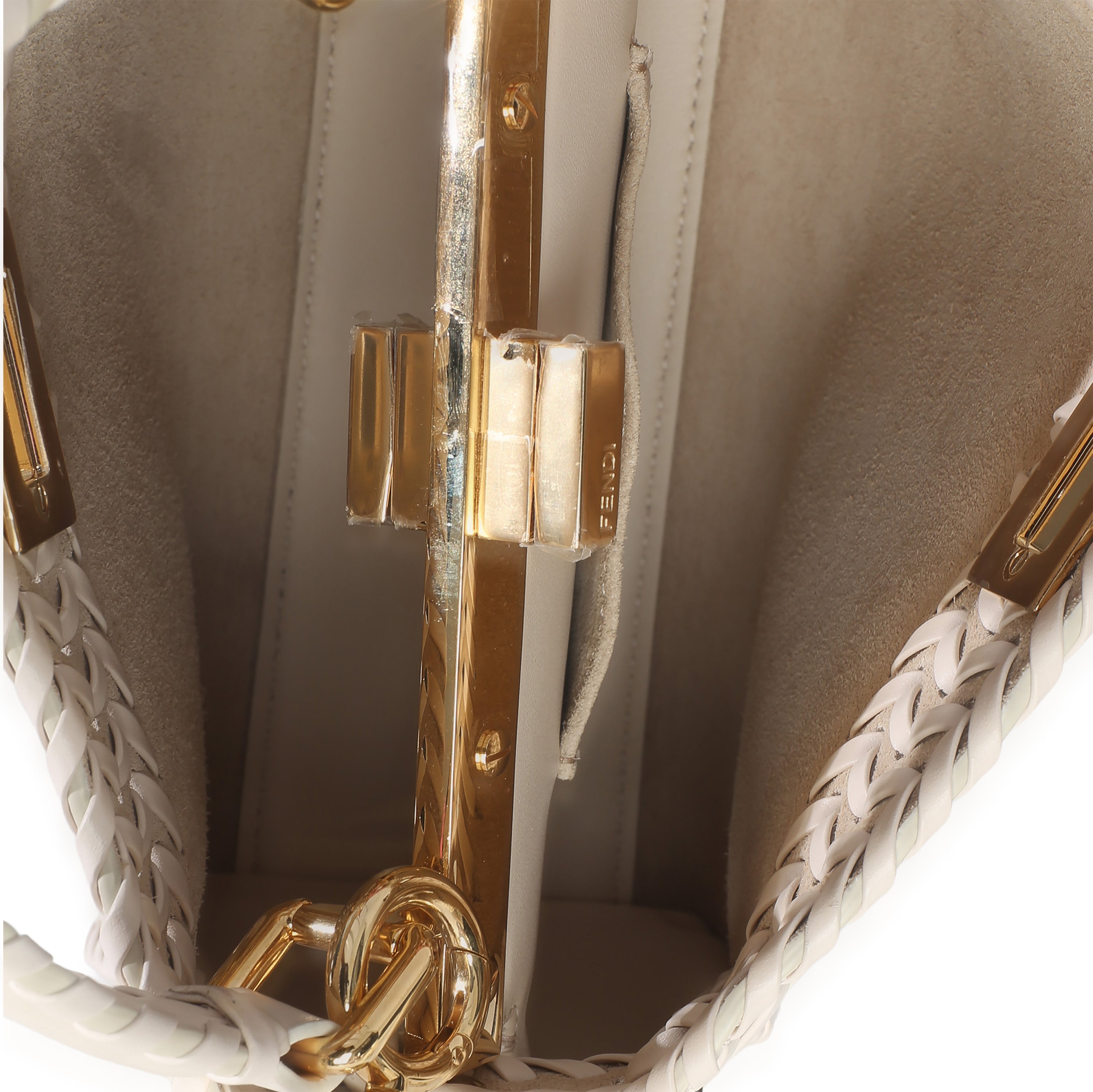 Cream Vitello King Interlace Mini Peekaboo Iconic Satchel