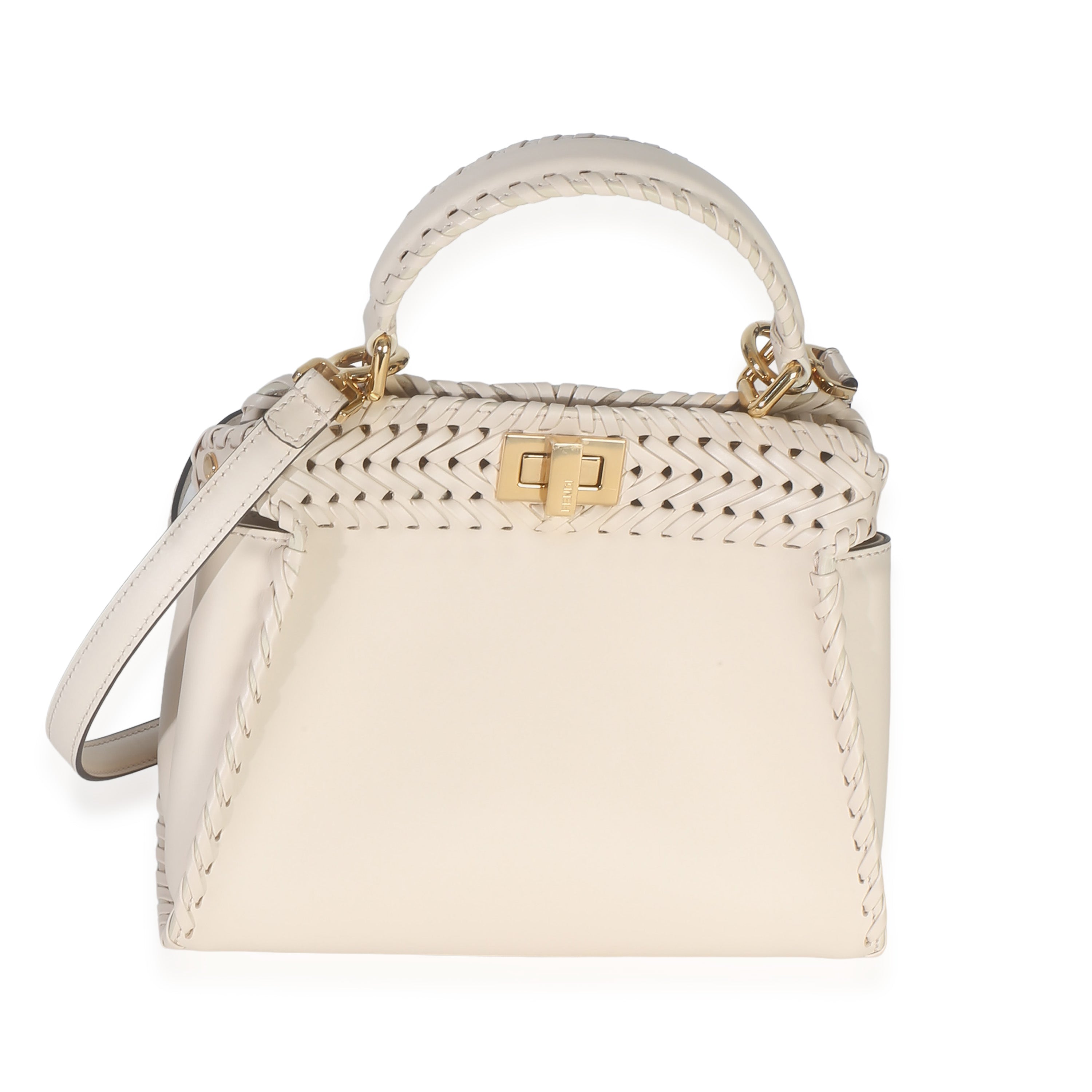 Cream Vitello King Interlace Mini Peekaboo Iconic Satchel