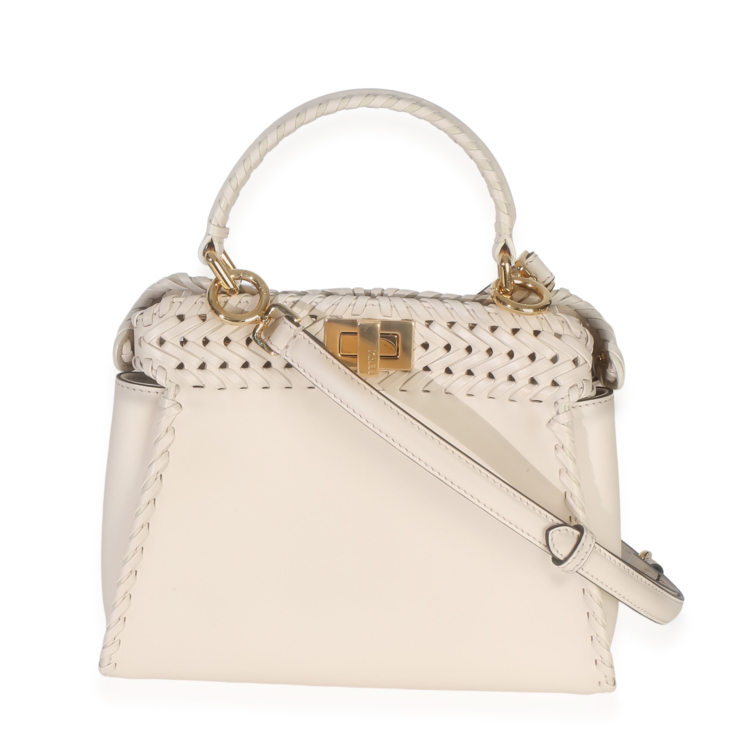 Cream Vitello King Interlace Mini Peekaboo Iconic Satchel