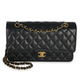 Black Quilted Caviar Medium Classic Double Flap Handbag