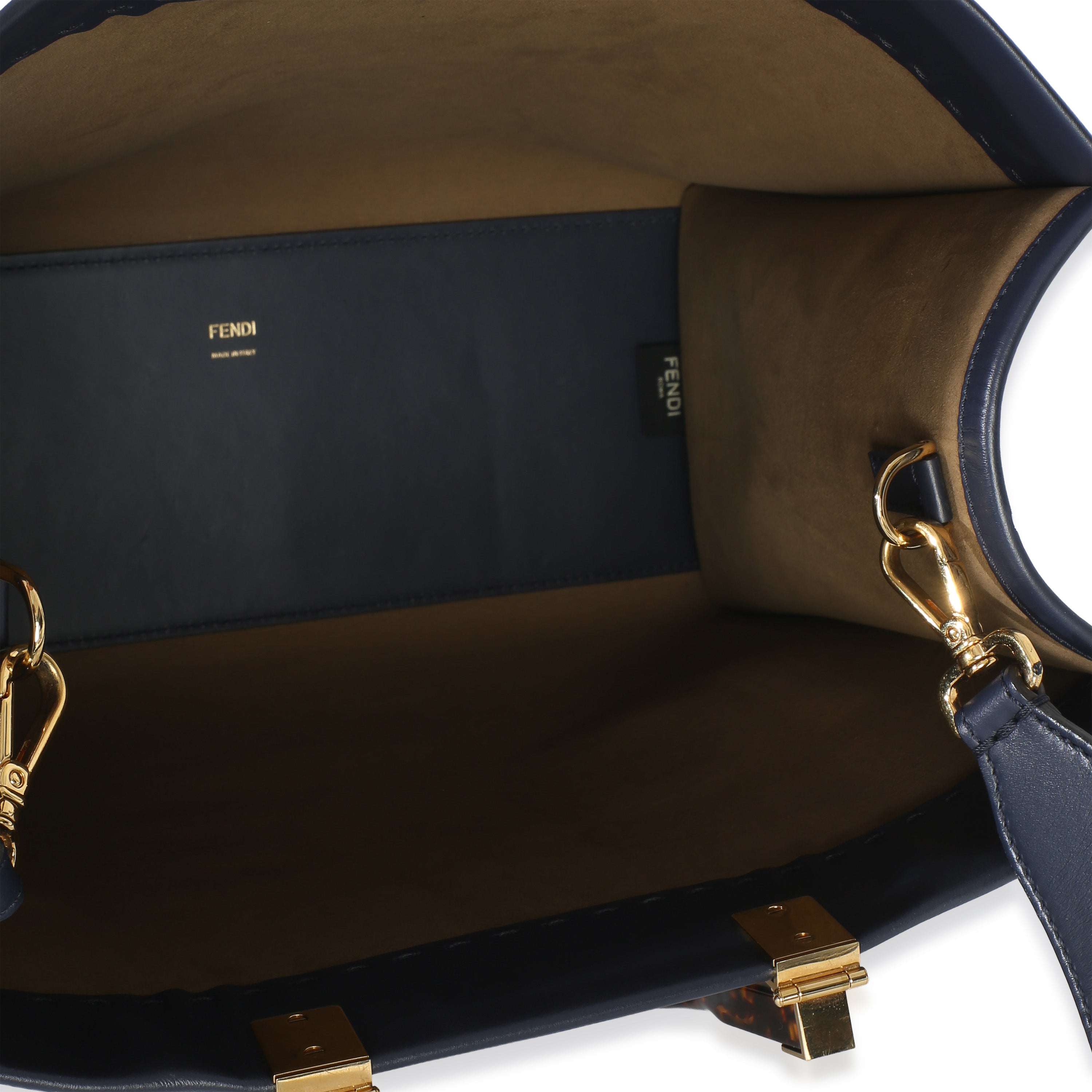 Navy Vitello King Plexiglass Embossed Medium Fendi Sunshine Shopper Tote