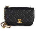 Black Quilted Lambskin Mini Pearly Chain Flap Bag