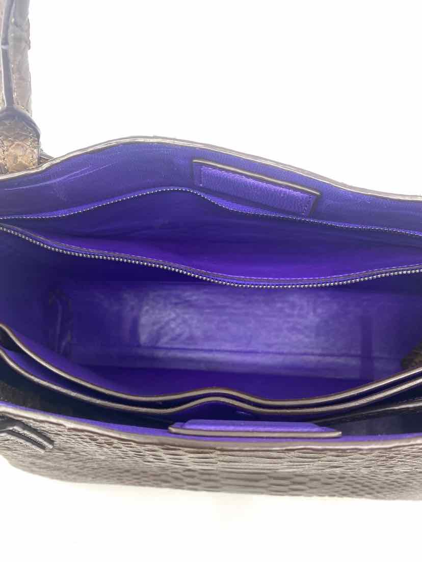 COACH Brown Python Solid Handbag