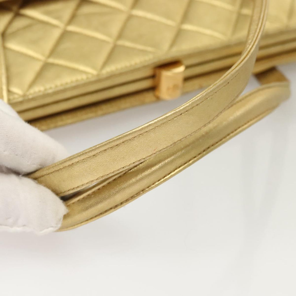 Chanel Matelassé Lambskin Leather Gold Leather Handbag (Pre-Owned)