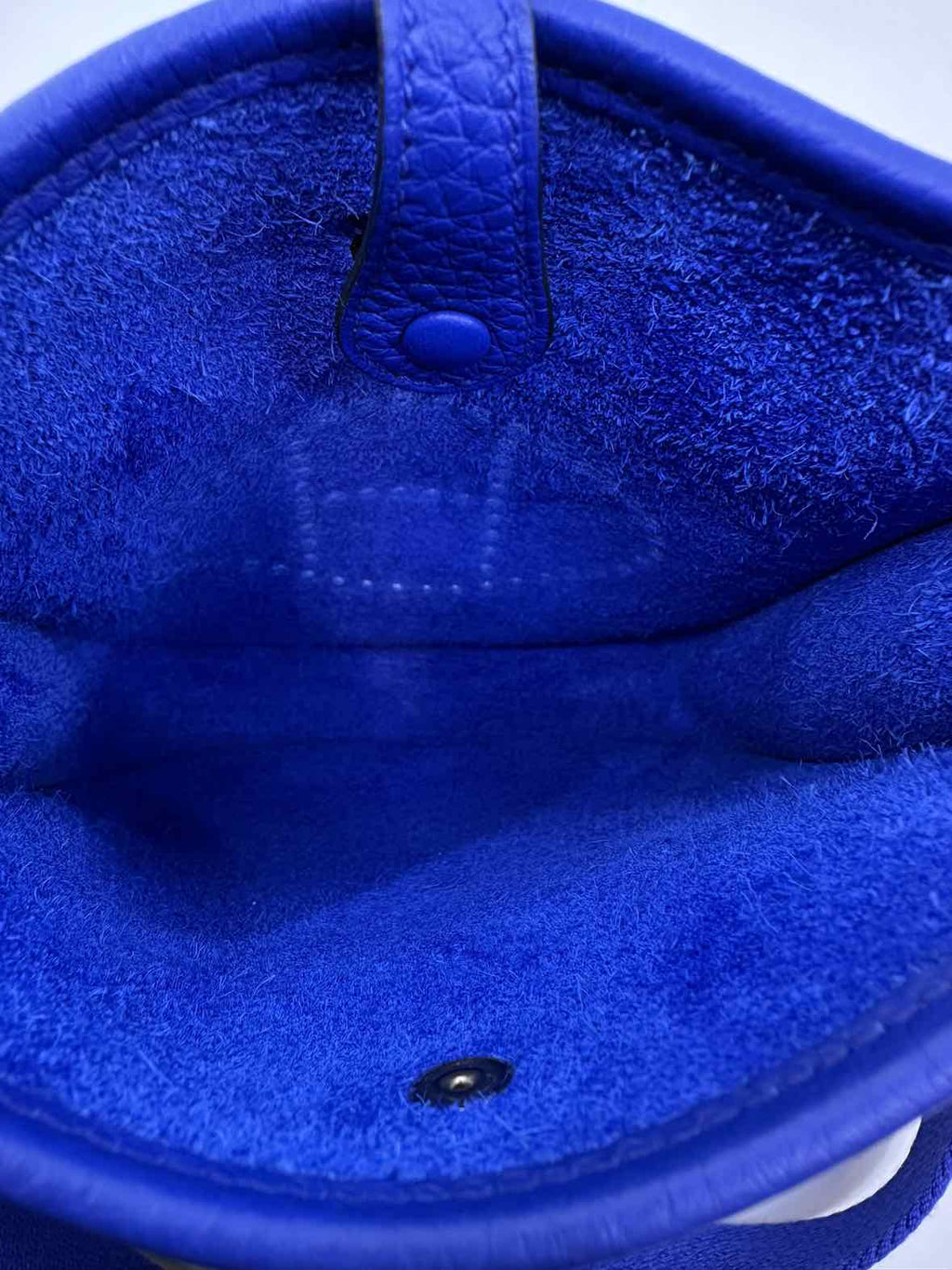 HERMES Evelyne 16 Electric Blue Pebbled Leather Solid Handbag