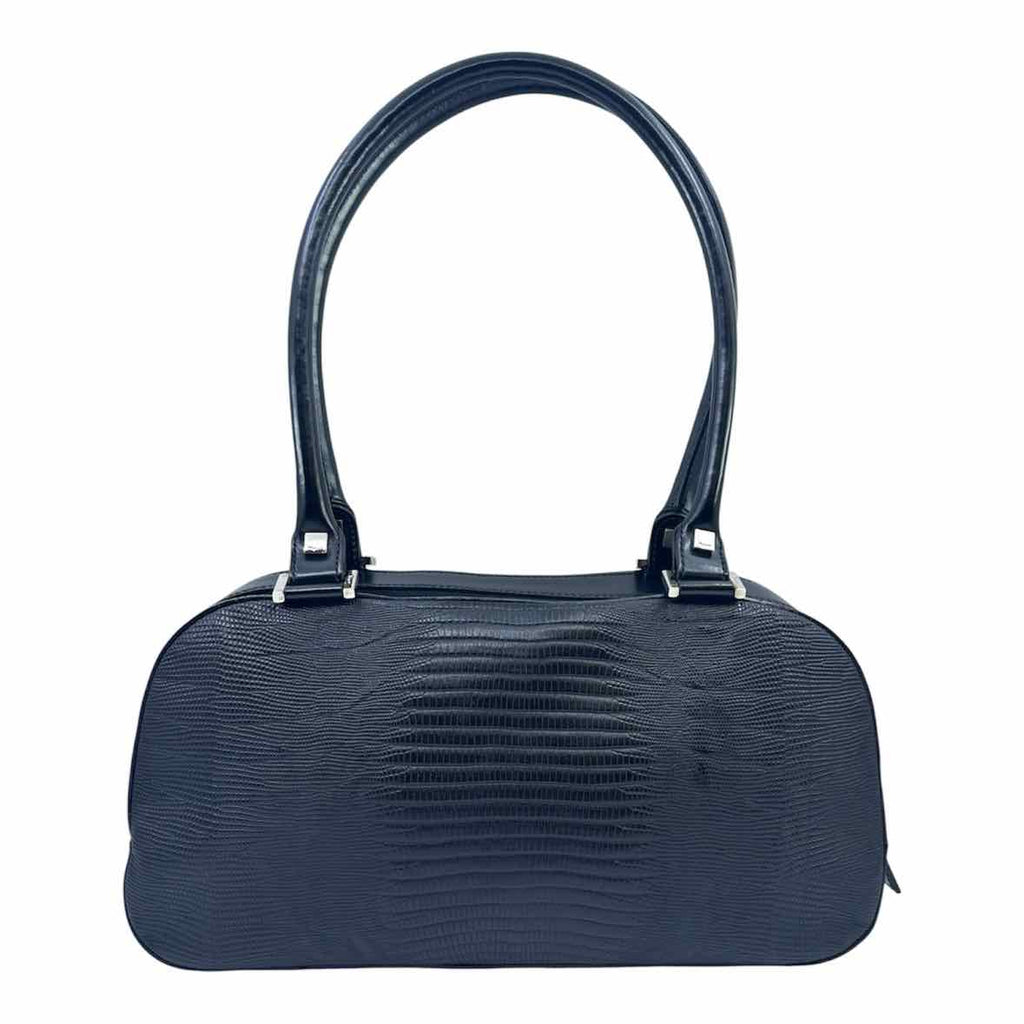 SALVATORE FERRAGAMO Black Leather Lizard Handbag